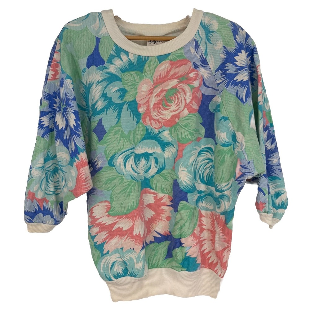 Vtg Byer California Top M Floral 80s 90s Granny Cottage Fairy Grunge Beach Coast